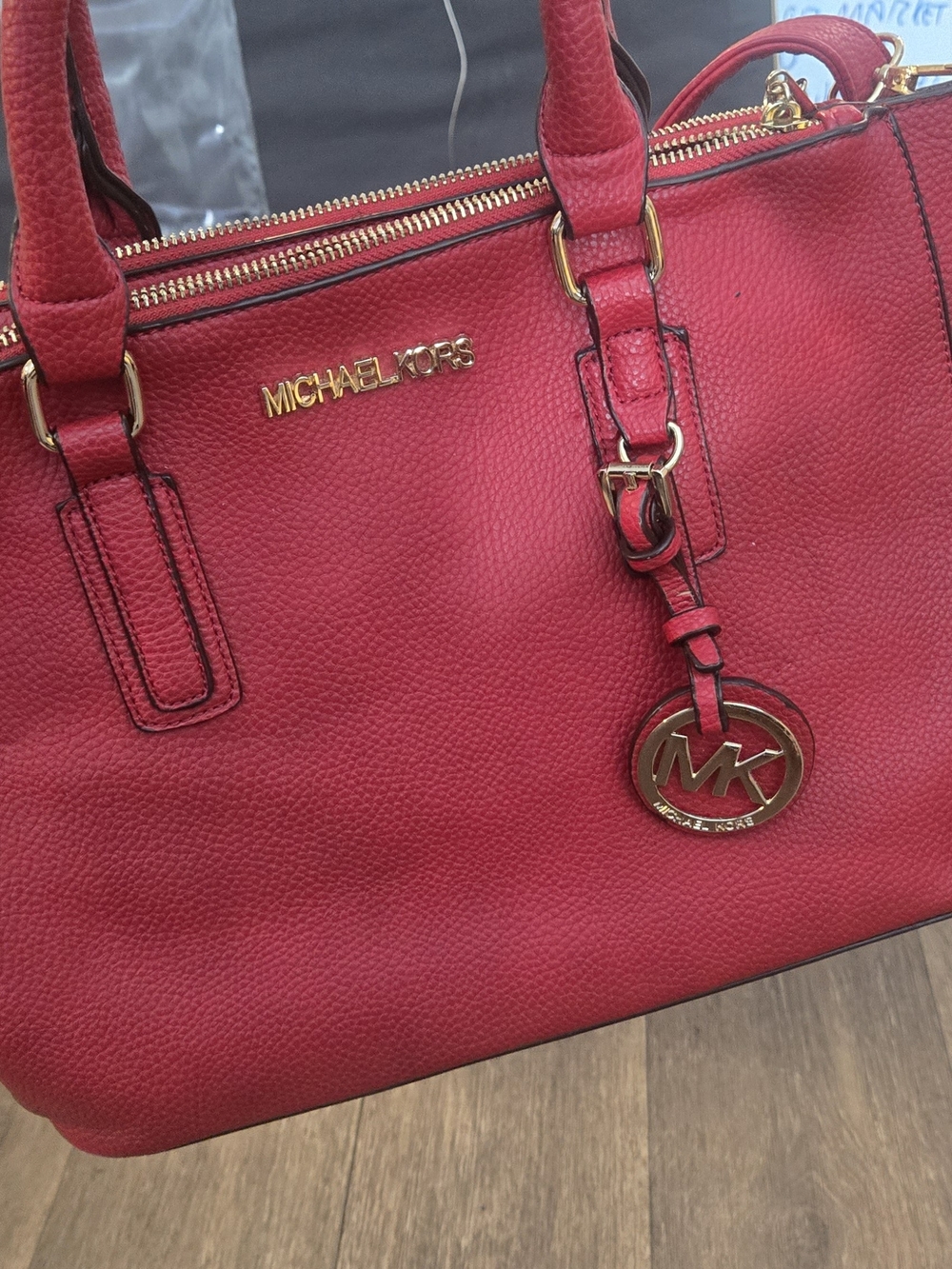 Michael Kors Red Leather Satchel - Picture 3 of 4